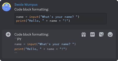 how to make a code message in discord
