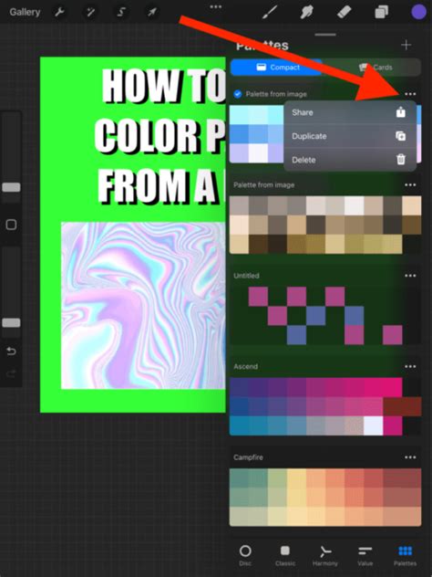 how to make a color palette from an image procreate