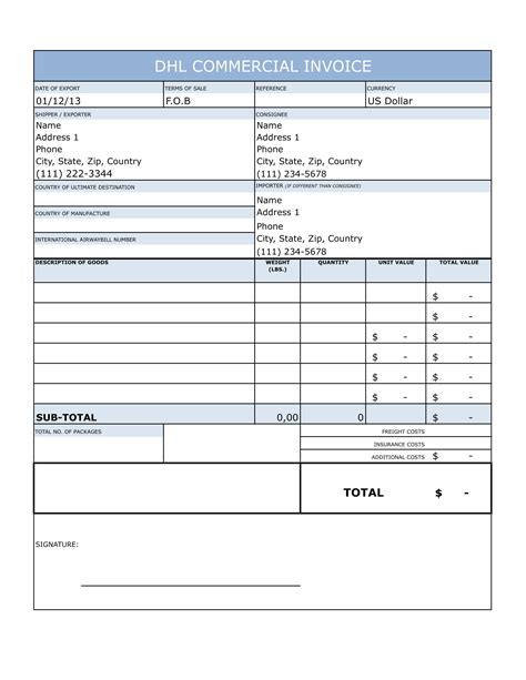 how to make a commercial invoice in excel