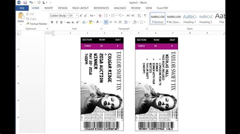 how to make a concert ticket on microsoft word