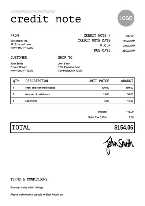 how to make a credit note template