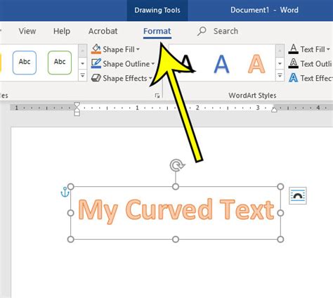 how to make a curved text box in microsoft word