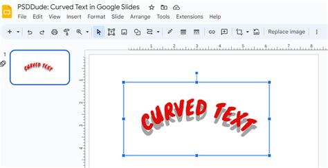 how to make a curved text on google slides