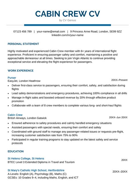 how to make a cv for cabin crew interview