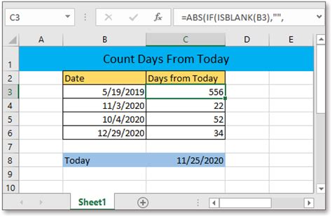 how to make a day counter in excel