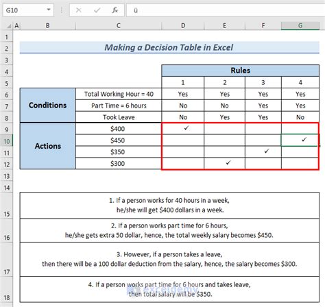 how to make a decision table in word