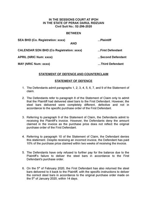 how to make a defense statement