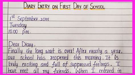 how to make a diary example for school
