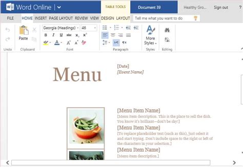 how to make a folded menu on microsoft word