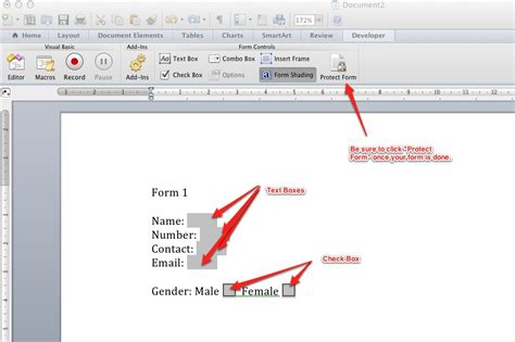 how to make a form in word mac