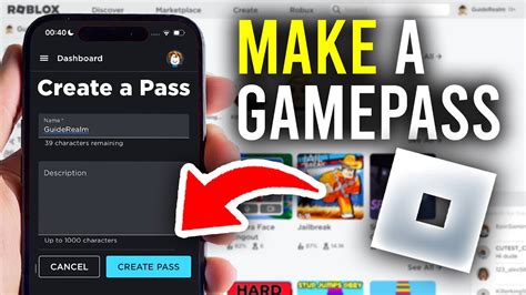 how to make a gamepass on roblox mobile phone