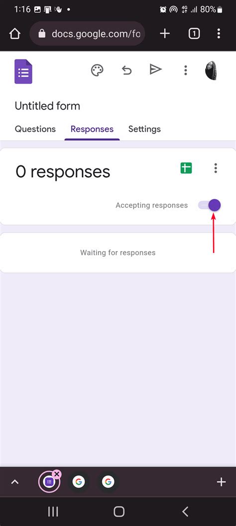 how to make a google form accept responses