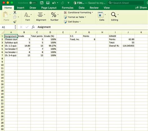 how to make a grade tracker in excel