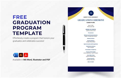 how to make a graduation program on word