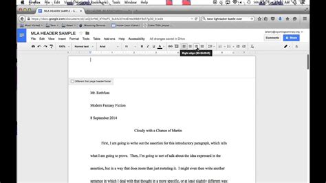 how to make a header in mla format google docs