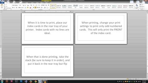 how to make a index card on microsoft word
