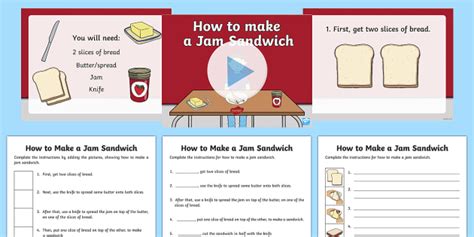 how to make a jam sandwich instruction writing