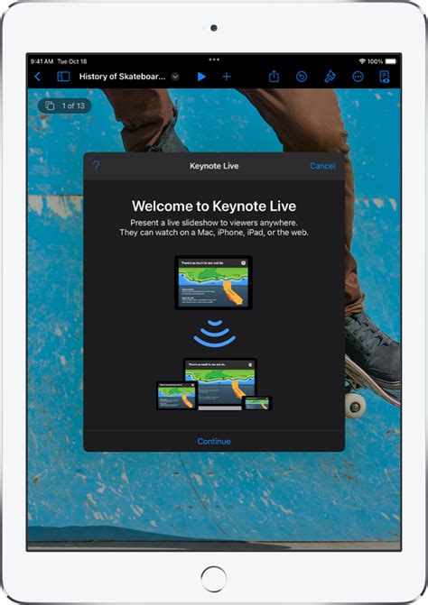 how to make a keynote presentation loop on ipad