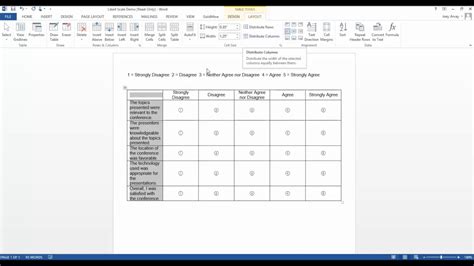 how to make a likert scale in word