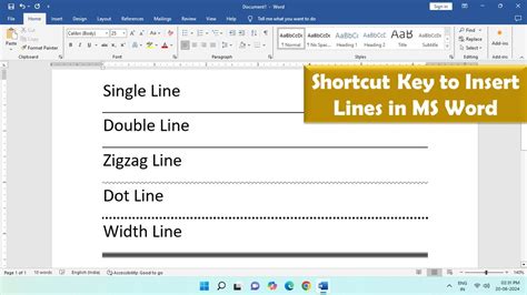 how to make a line in microsoft word shortcut