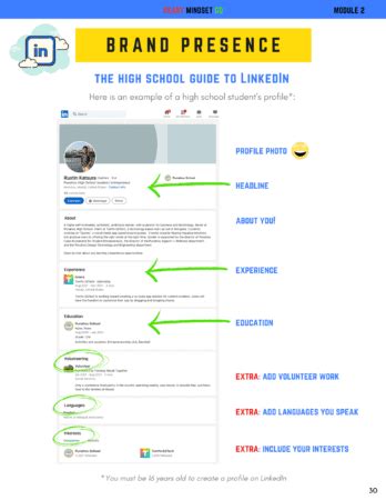 how to make a linkedin profile for high school students