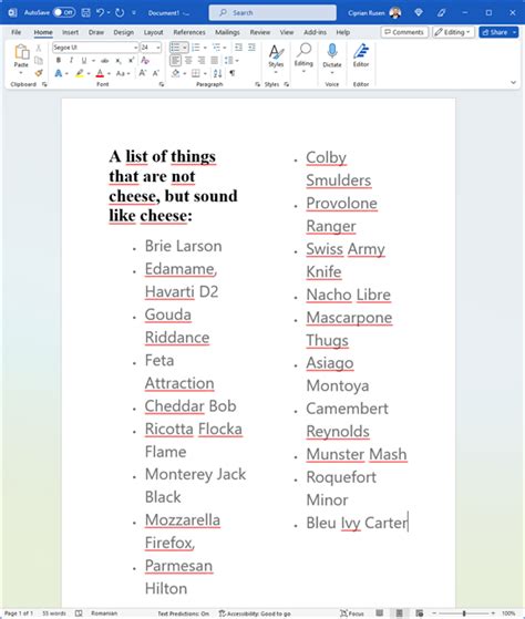 how to make a list in word side by side