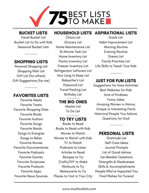 how to make a list of things you like