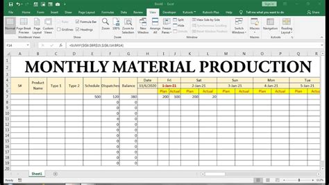 how to make a manufacturing production schedule in excel