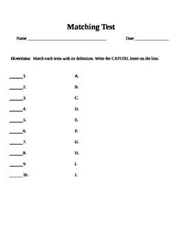 how to make a matching test