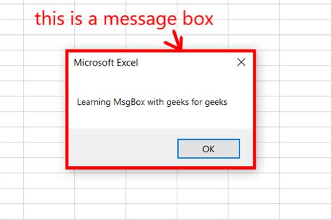 how to make a message box in excel