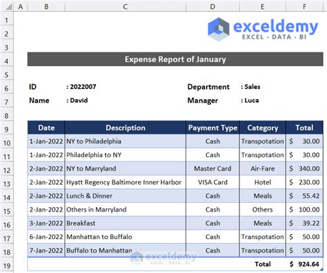 how to make a monthly expense report in excel