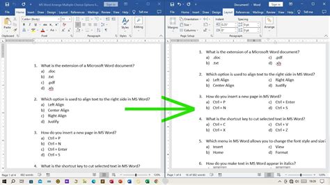 how to make a multiple choice quiz in word