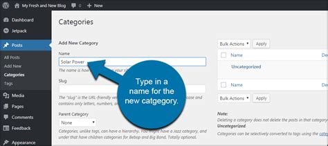 how to make a new category in wordpress