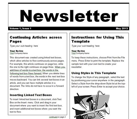 how to make a newsletter template in word