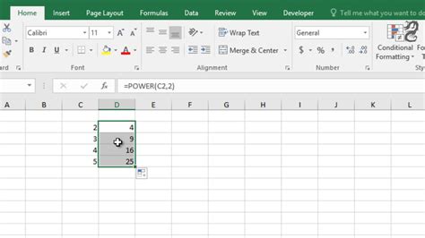 how to make a number power in excel