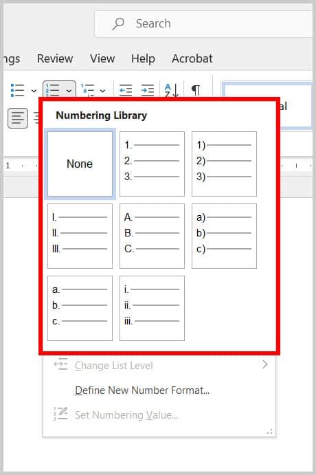 how to make a numbered list in microsoft word