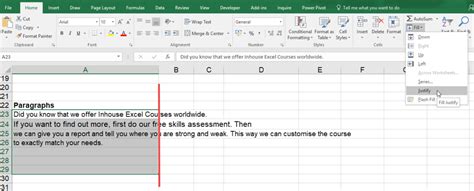 how to make a paragraph fit in a cell in excel