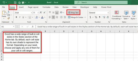 how to make a paragraph in excel on mac