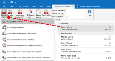 how to make a pdf from outlook email