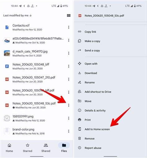 how to make a pdf shortcut on android phone
