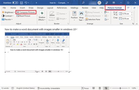 how to make a picture smaller in word