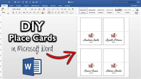 how to make a place card in word