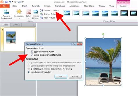 how to make a powerpoint presentation smaller in size