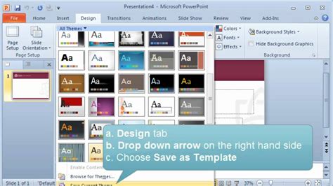 how to make a powerpoint theme default