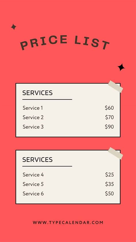 how to make a price list with pictures in word