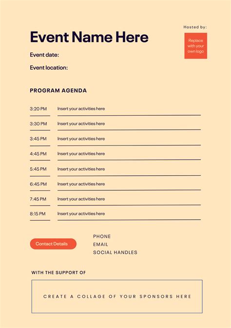 how to make a program for an event example