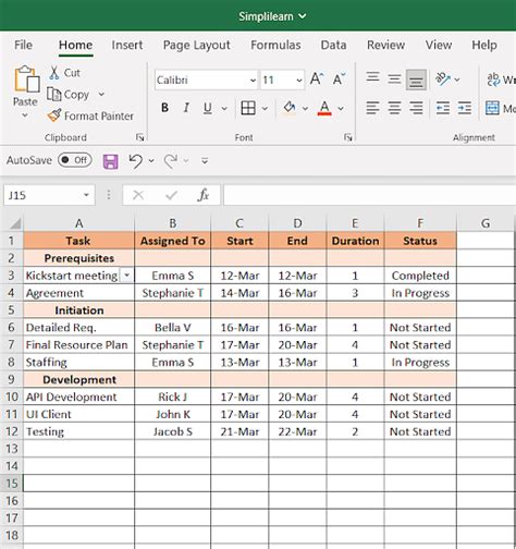 how to make a project plan using excel