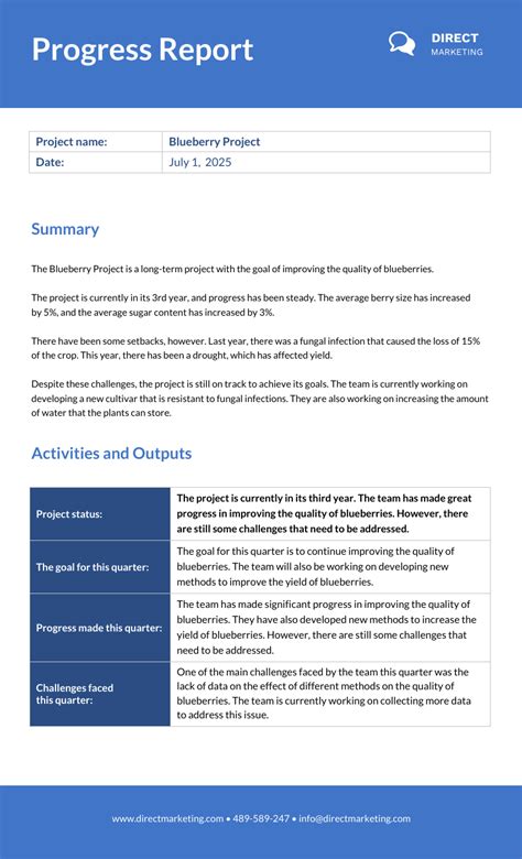 how to make a project progress report