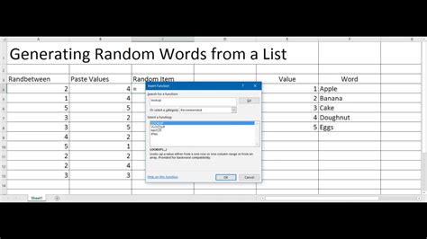 how to make a random word generator in excel