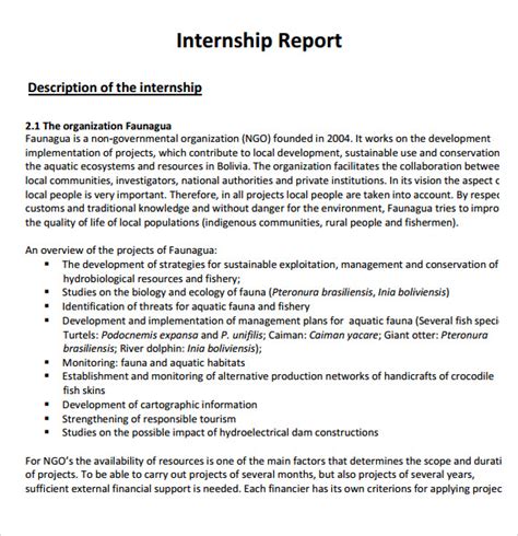 how to make a report for internship sample